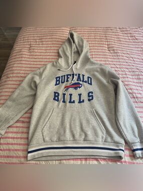NFL Gray Buffalo Bills Pullover Hoodie with Blue and Red Logo